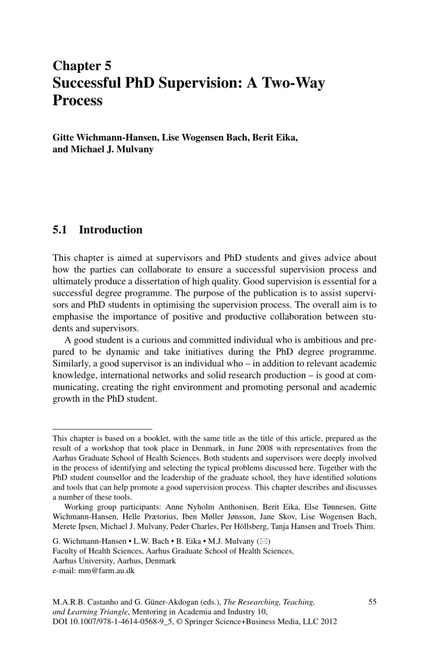 Pdf) Successful Phd Supervision: A Two-Way Process